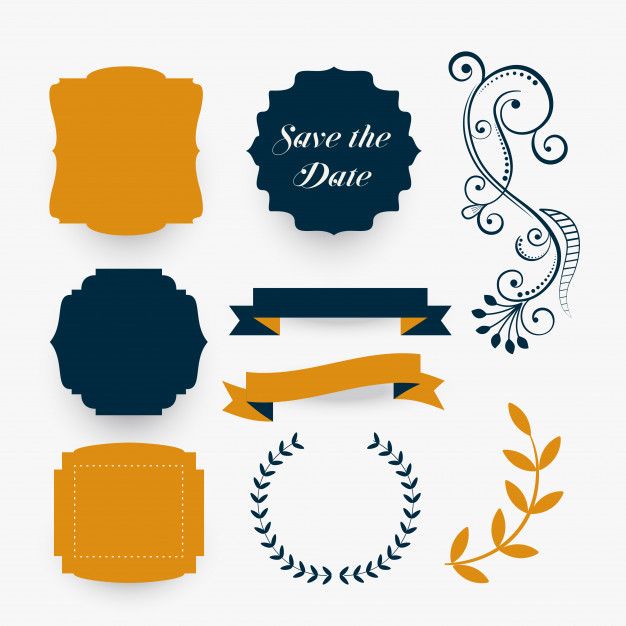 Collection of wedding decoration elements Free Vector