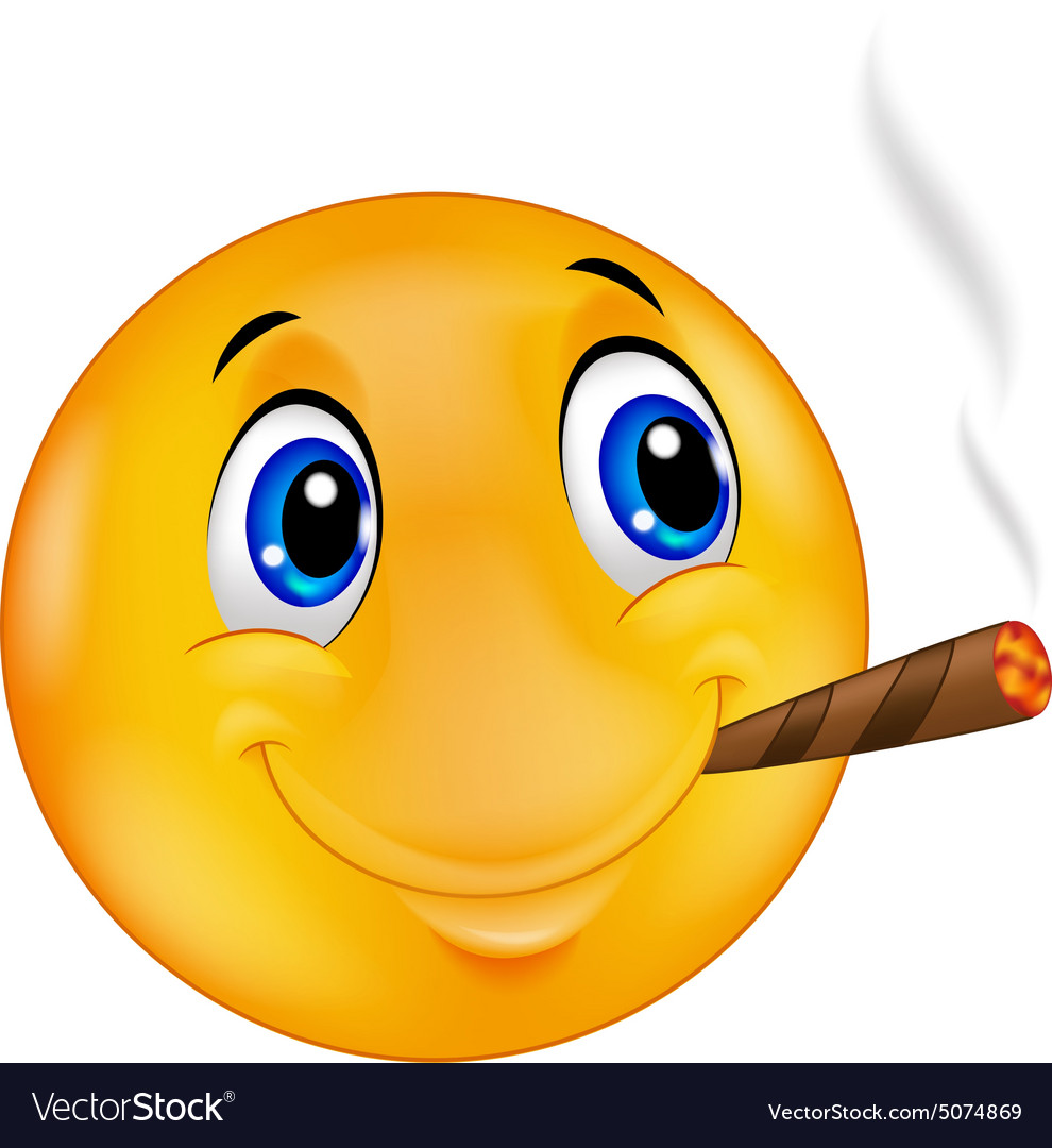 Emoticon smiley smoking cigar