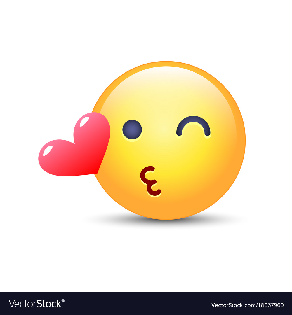 Emoticon face throwing a kiss winking smiley with