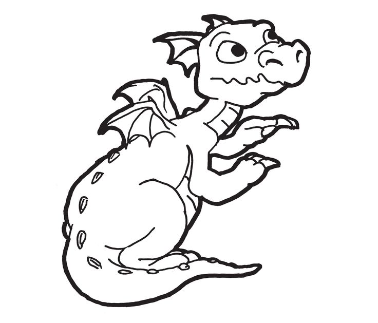 dragons clipart black and white cute