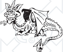 Clipart Black And White Fire Breathing Dragon