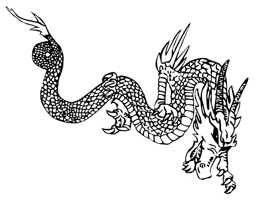 dragons clipart black and white fire breathing