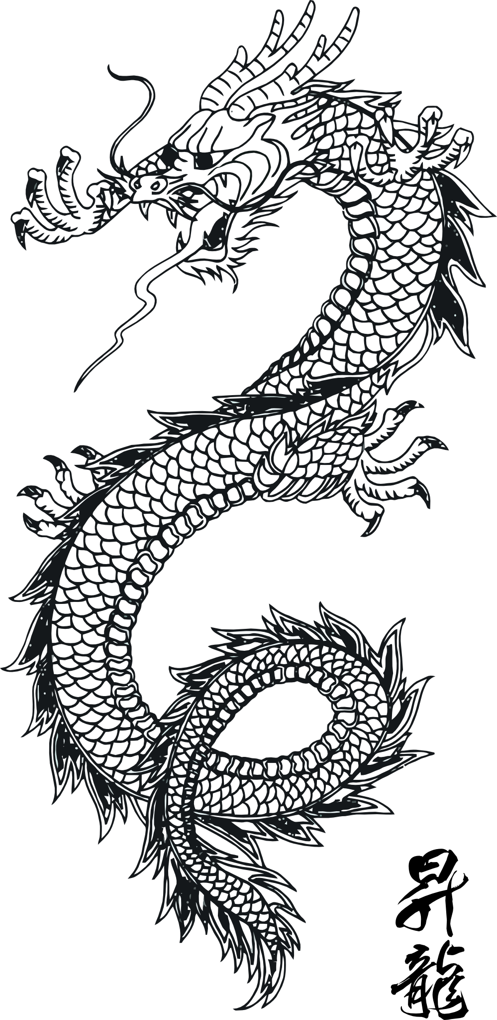 dragons clipart black and white karate