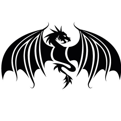 dragons clipart black and white silhouette