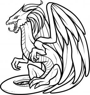 dragons clipart black and white simple