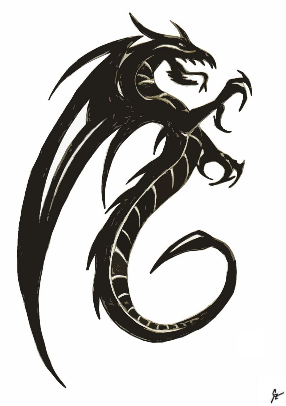 Free Black And White Dragon, Download Free Clip Art, Free