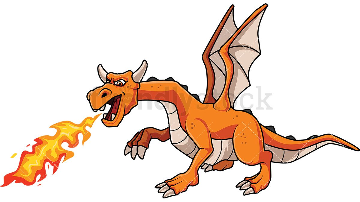 Orange Dragon Breathing Fire