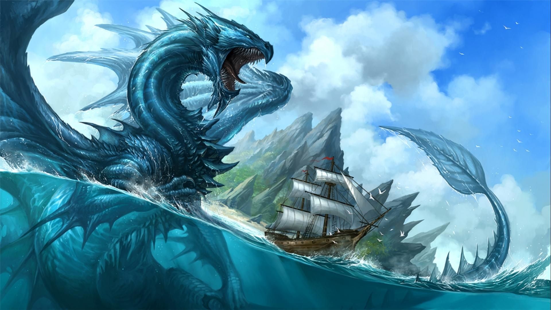 Realistic water dragon.