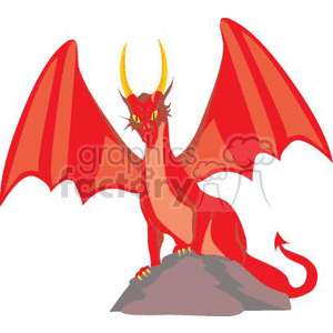 Red dragon with yellow horns clipart