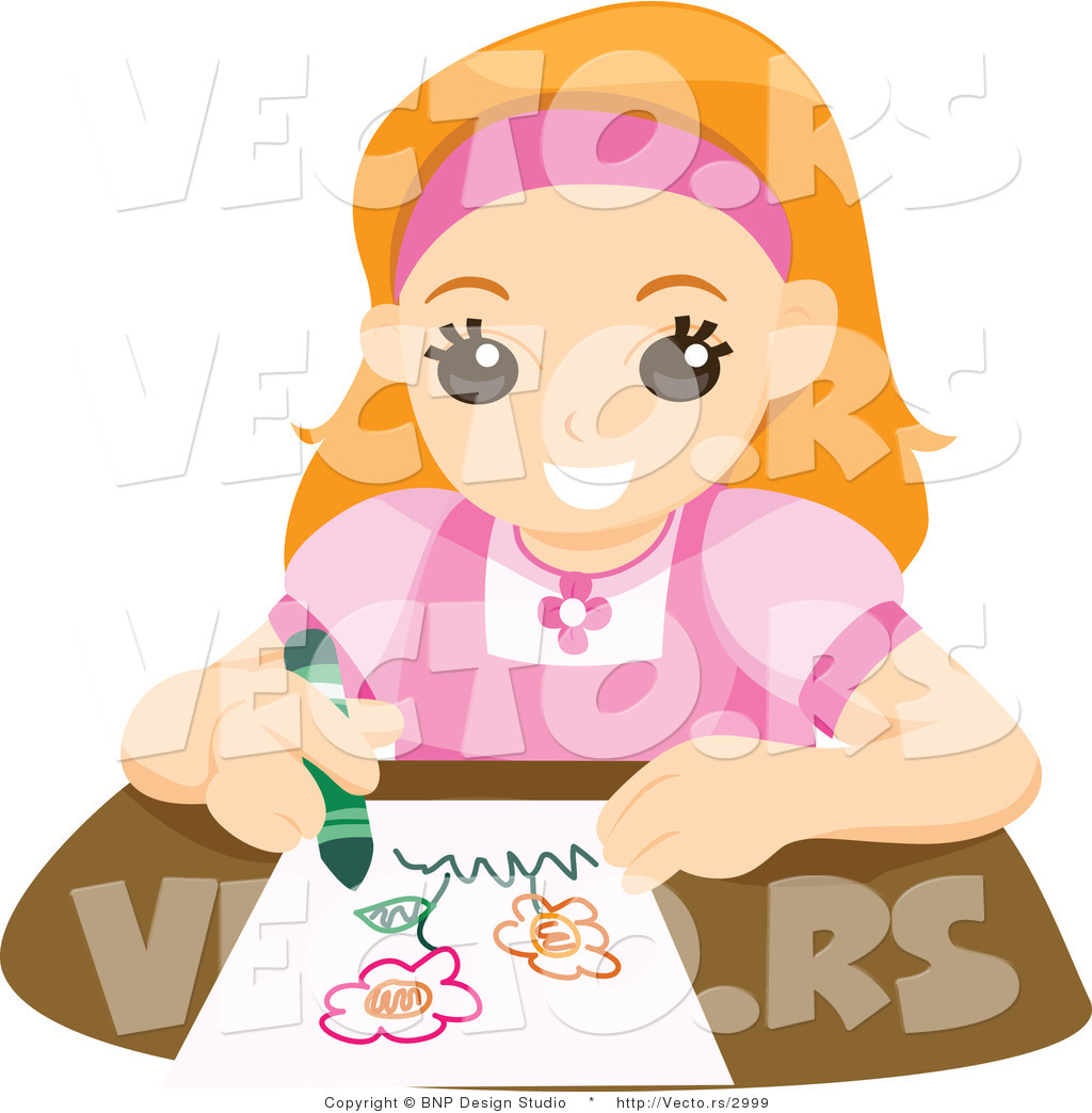 Girl drawing clipart.