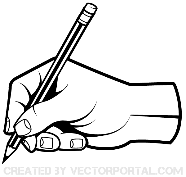 Human Hand Holding a Pencil Clip Art in
