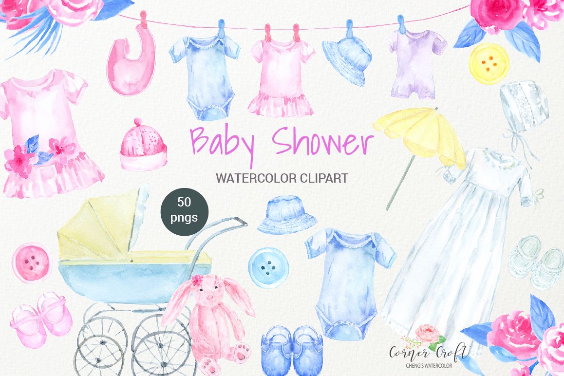 Watercolor clipart baby.