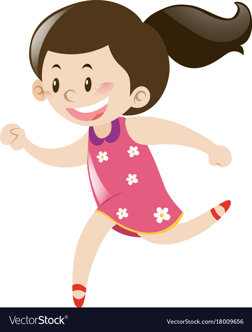 Little girl in pink dress running