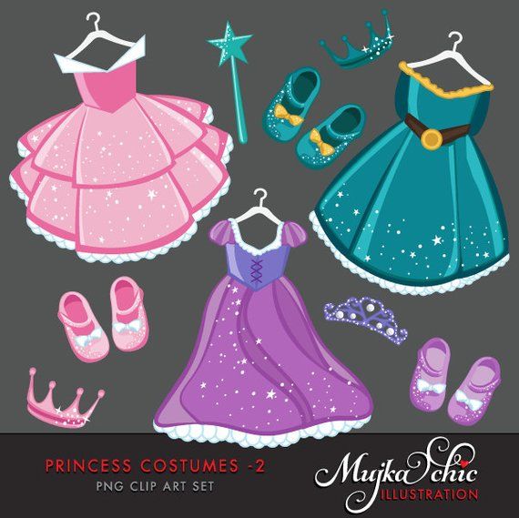 Princess dress Clipart with cute matching dress up