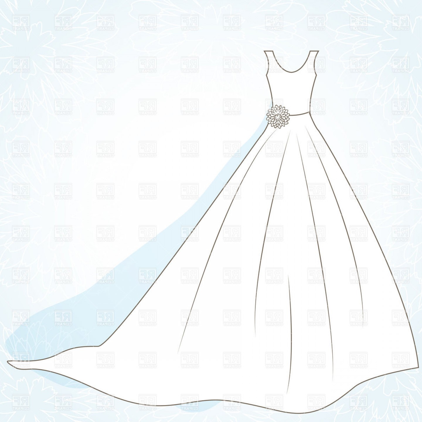 Simple Wedding Dress Vector Clipart