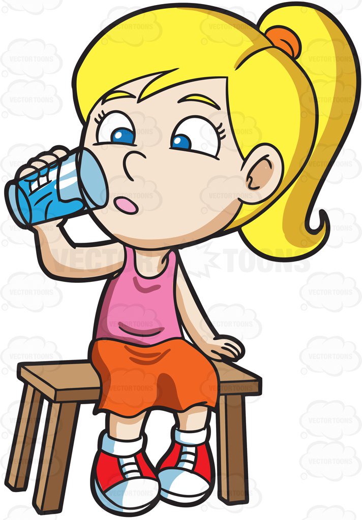 Child drinking water clipart