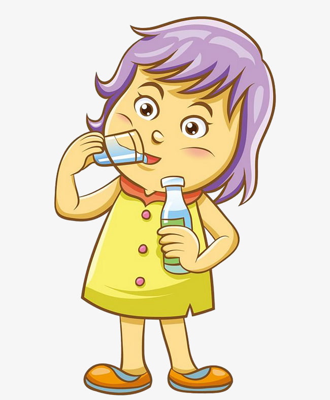 Girls drink water PNG clipart