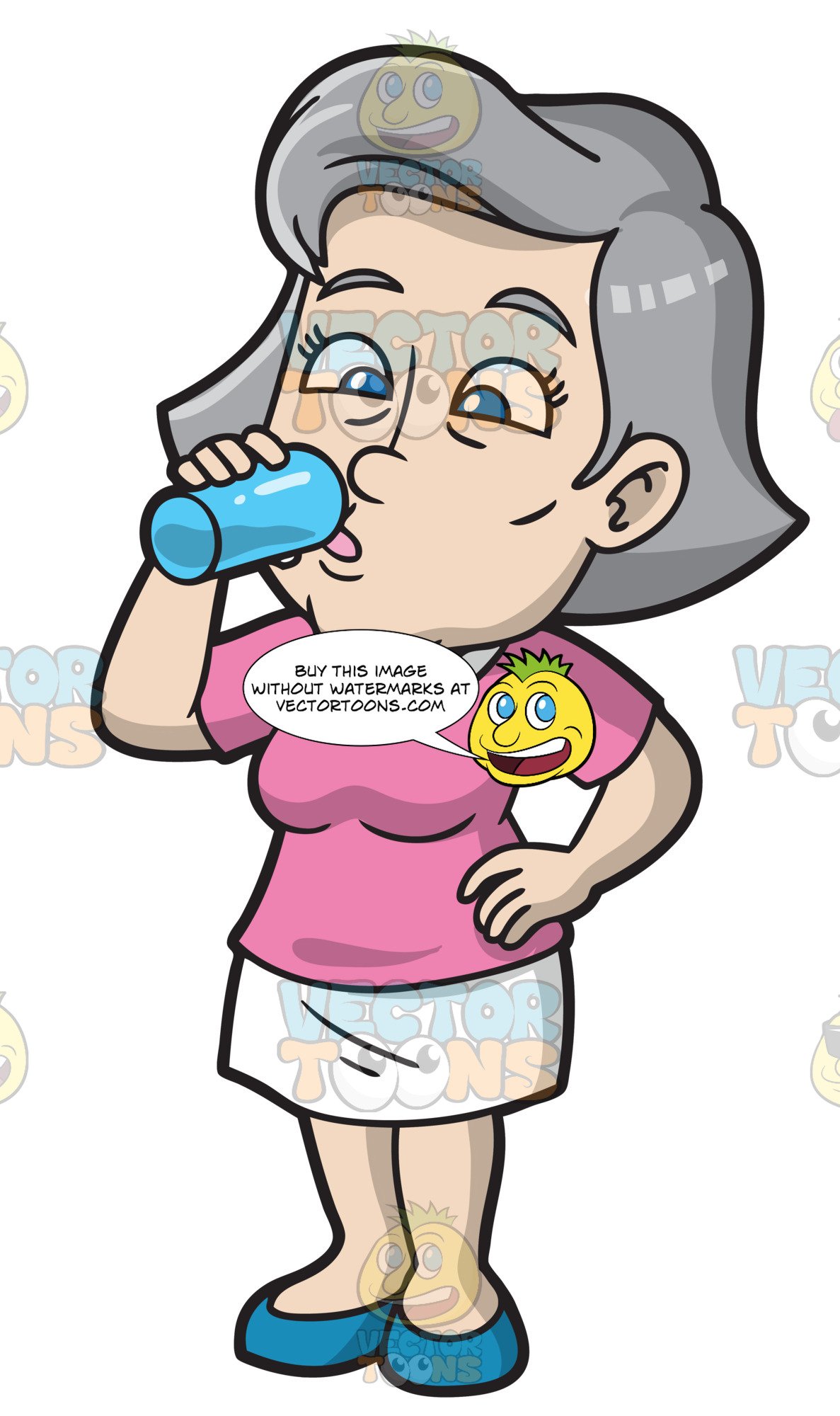 A Mature Woman Drinking A Glass Of Water