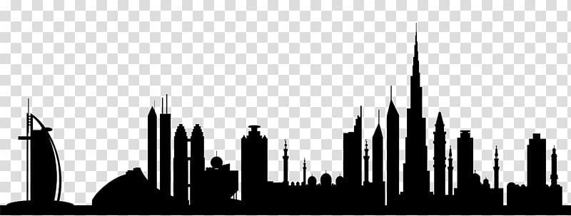 Burj Khalifa Skyline Silhouette , dubai transparent