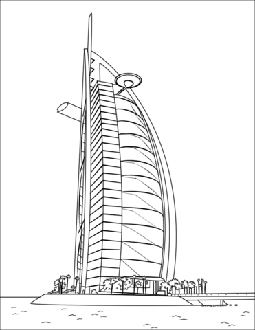 Burj Al Arab in Dubai coloring page