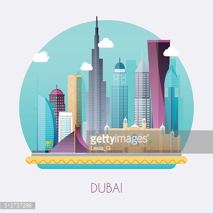 Dubai skyline and.