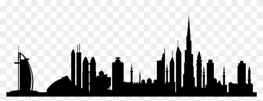 Dubai cityscape silhouette.
