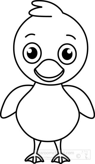 Cute duck clipart black and white