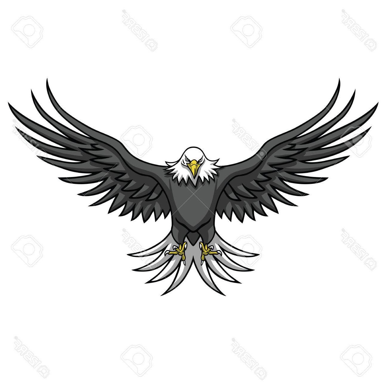 Best Eagle Wings Spread Clipart Black And White Vector