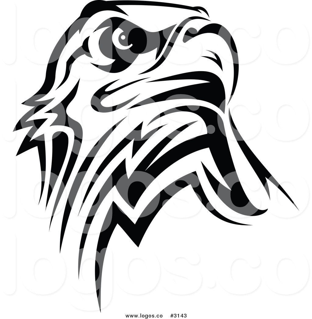 Royalty Free Vector of a Black and White Tribal Eagle Logo