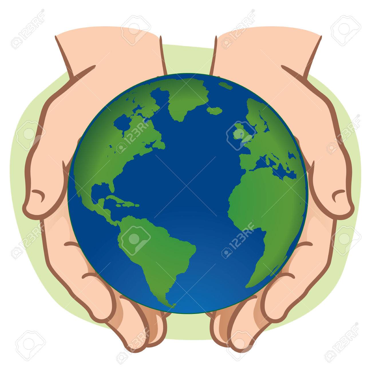 Hands holding earth.