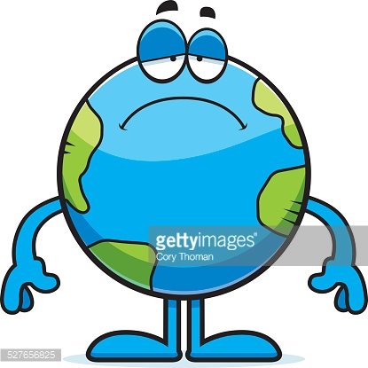 Sad Cartoon Earth Clipart Image