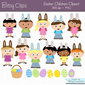 Easter Children Digital Art Set Clipart Commercial Use Clip Art Easter  Clipart