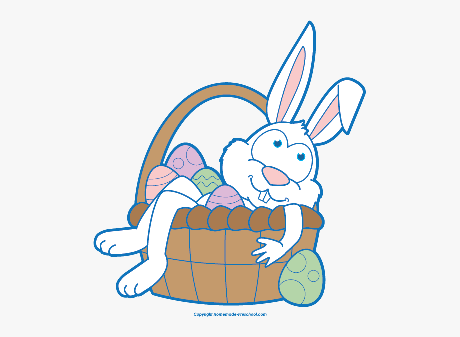 Easter Bunny In Basket Clipart