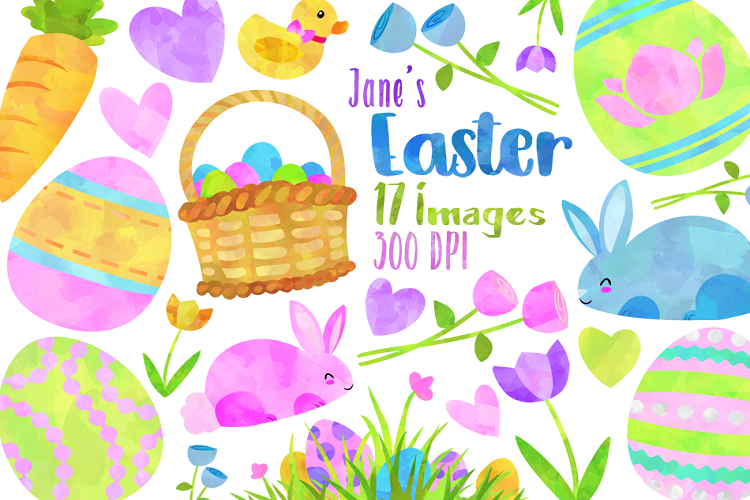 Watercolor easter clipart.