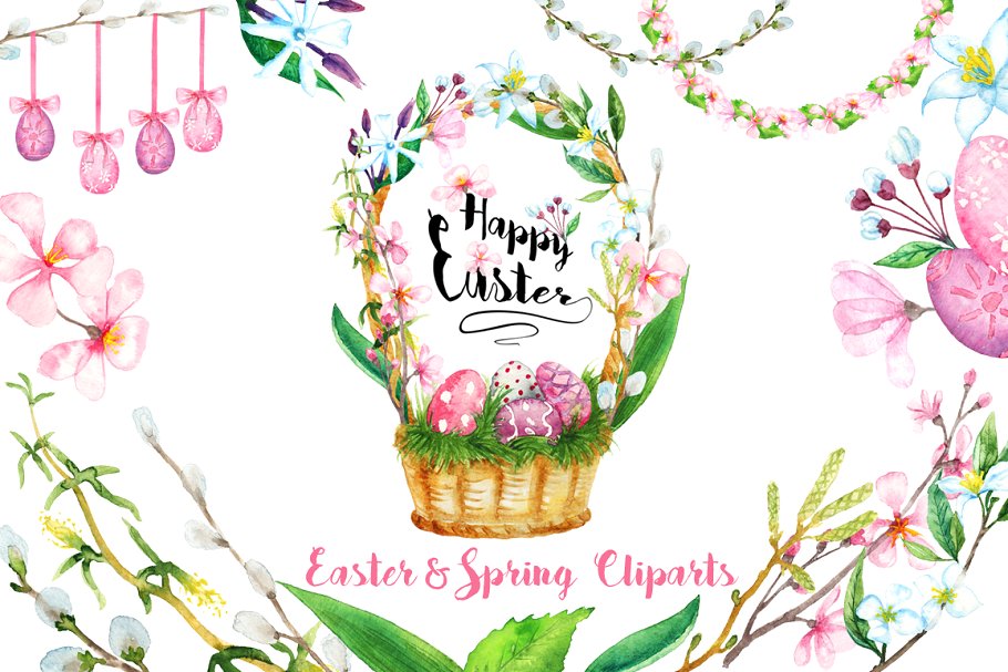 Watercolor Easter and Spring Clipart