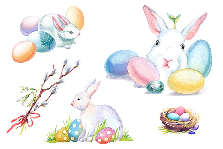 Easter bunny watercolor.