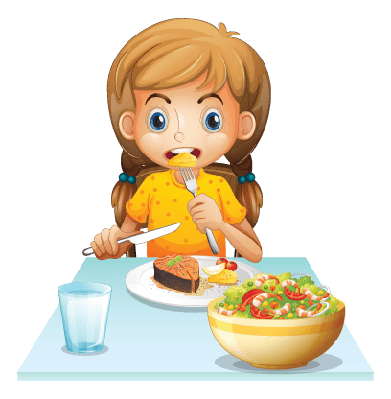 Young girl eating.