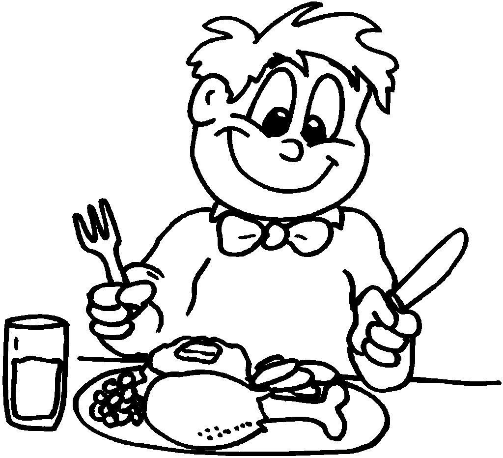 Child Eating Clipart Black And White