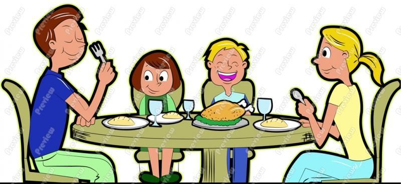 Free Clipart Family Eating