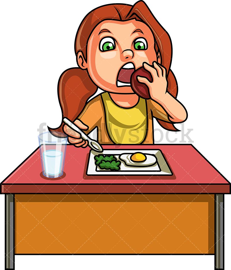 Little Girl Eating Healthy Breakfast