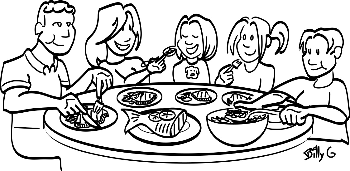 Eating food clipart black and white