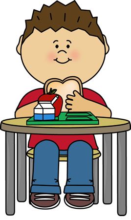 Student eating lunch in class clipart