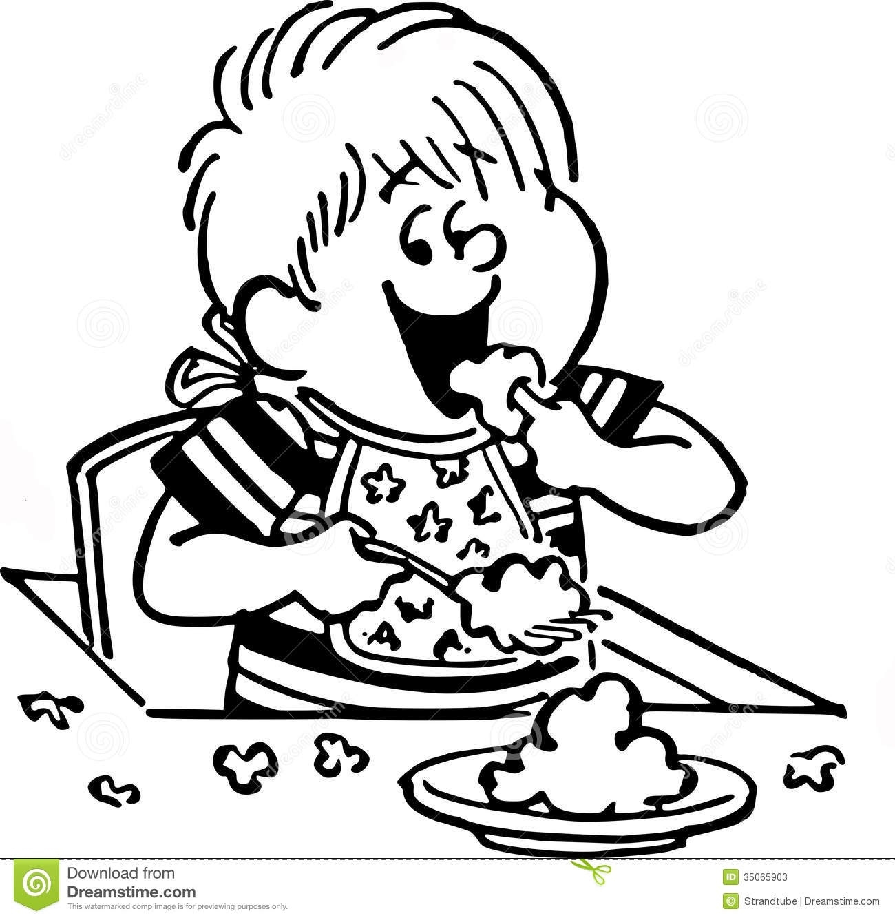 Clipart Eating Black And White pertaining to Eating Dinner