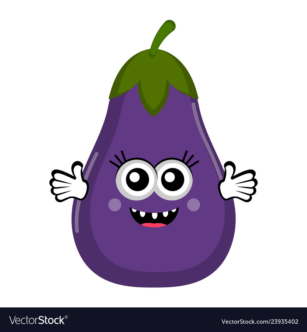 Isolated happy eggplant.