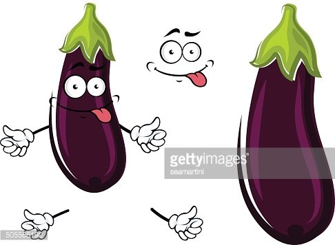 Happy Funky Cartoon Eggplant OR Aubergine premium clipart