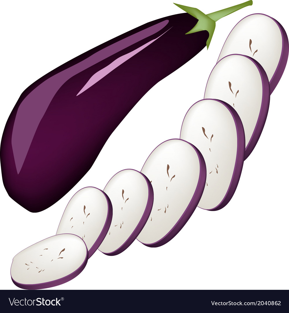 Fresh Purple Eggplant on A White Background