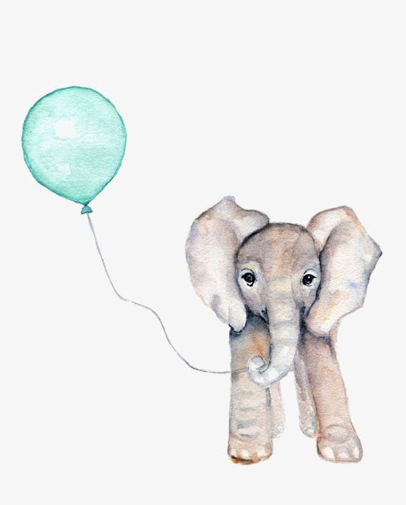 Watercolor Elephant PNG, Clipart, Animal, Balloon, Elephant