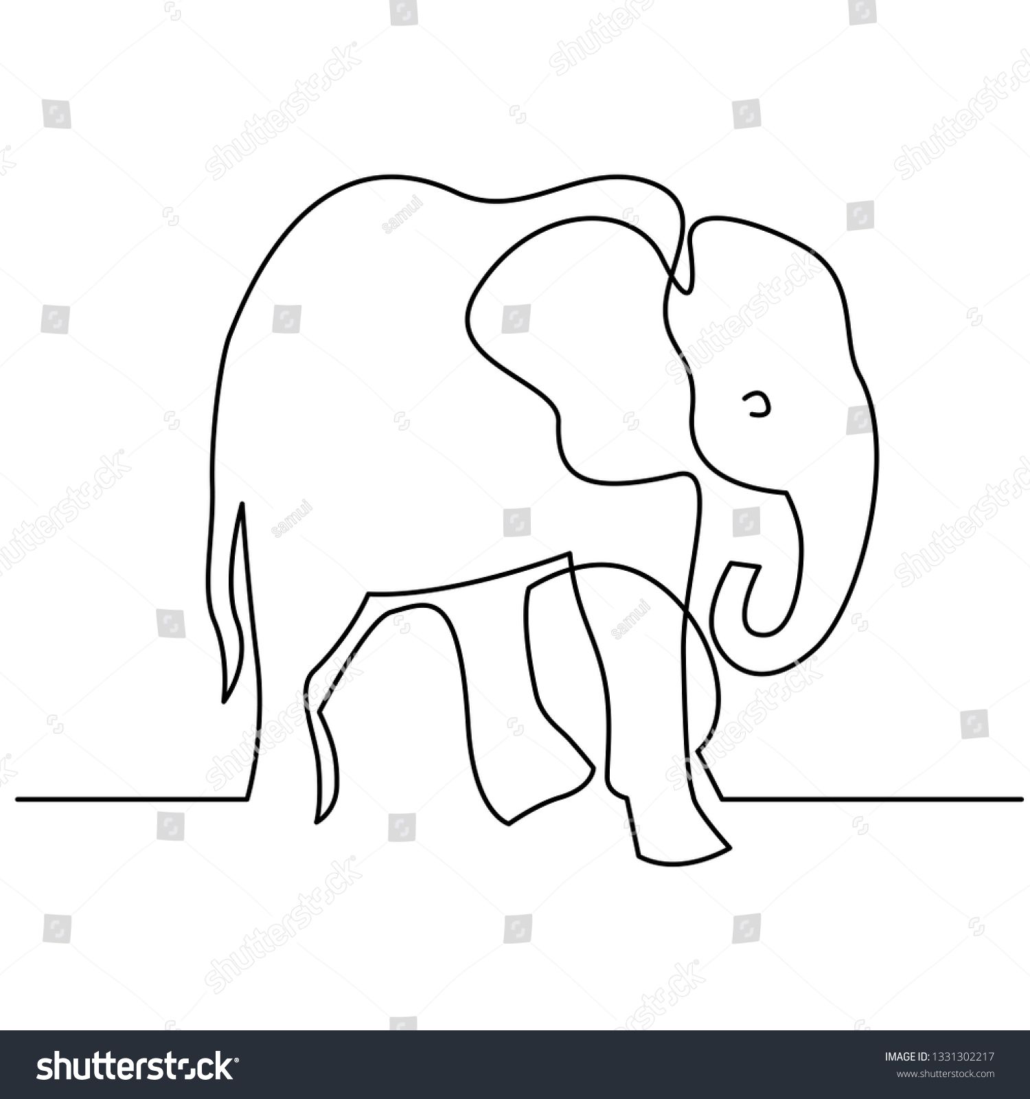 Elephant continuous one line drawings