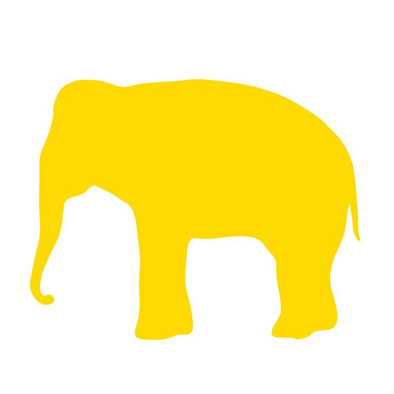 Yellow Elephant Silhouette, Modern Nursery Decor, Animal