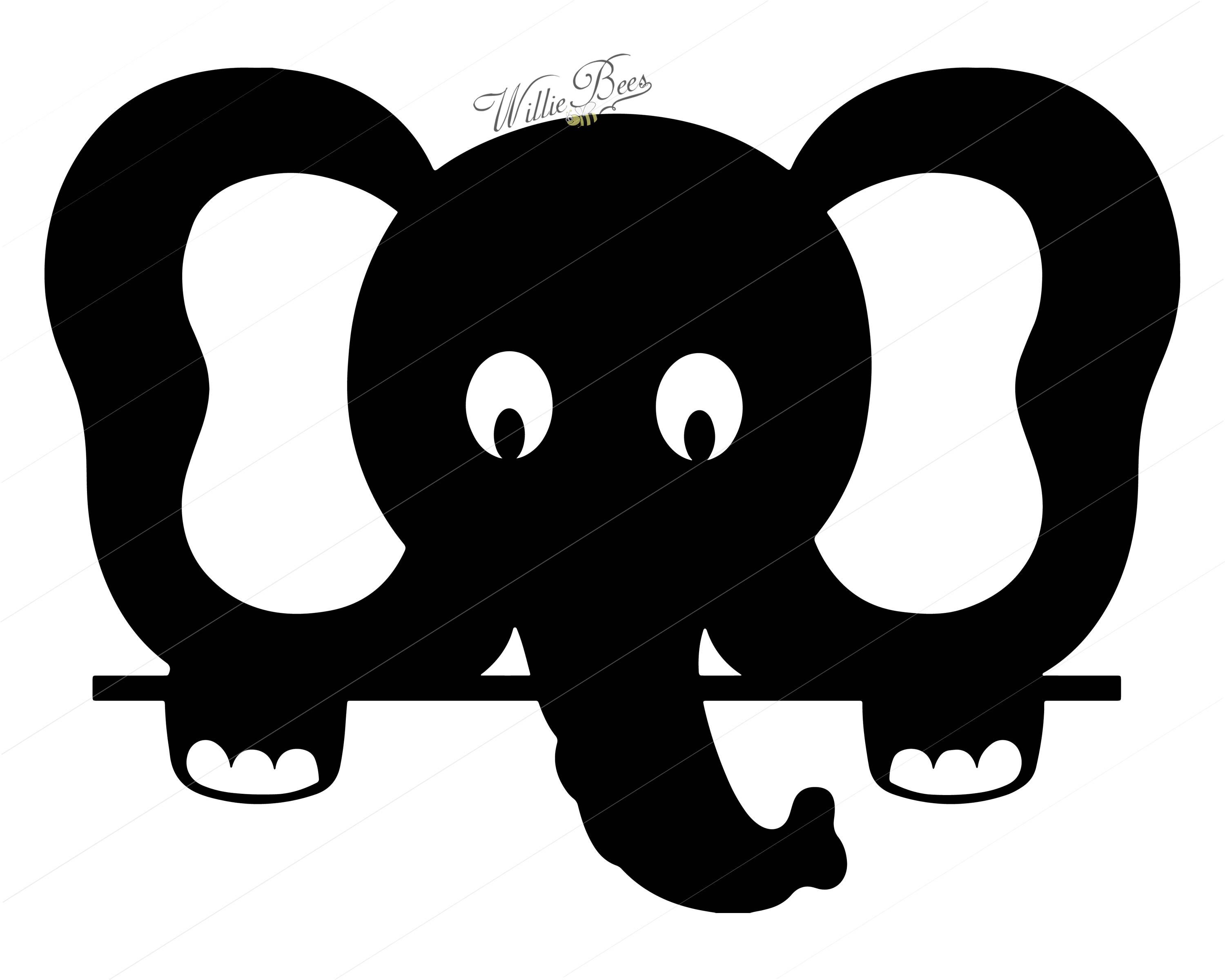 Peeking Elephant Silhouette Clipart